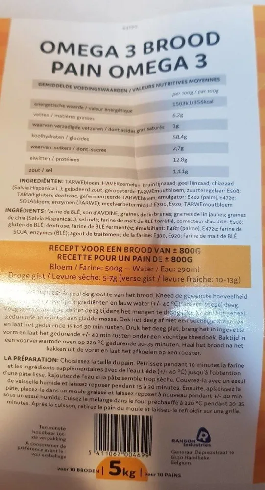 Farine pain Omega 3