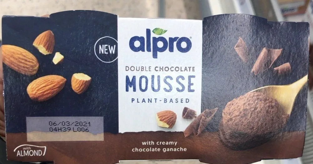 Alpro Schokoladen-Mandel-Mousse mit Ganache, double chocolate UTZ/RAC MB 2x70g