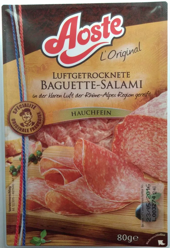 Luftgetrocknete Baguette-Salami hauchfein