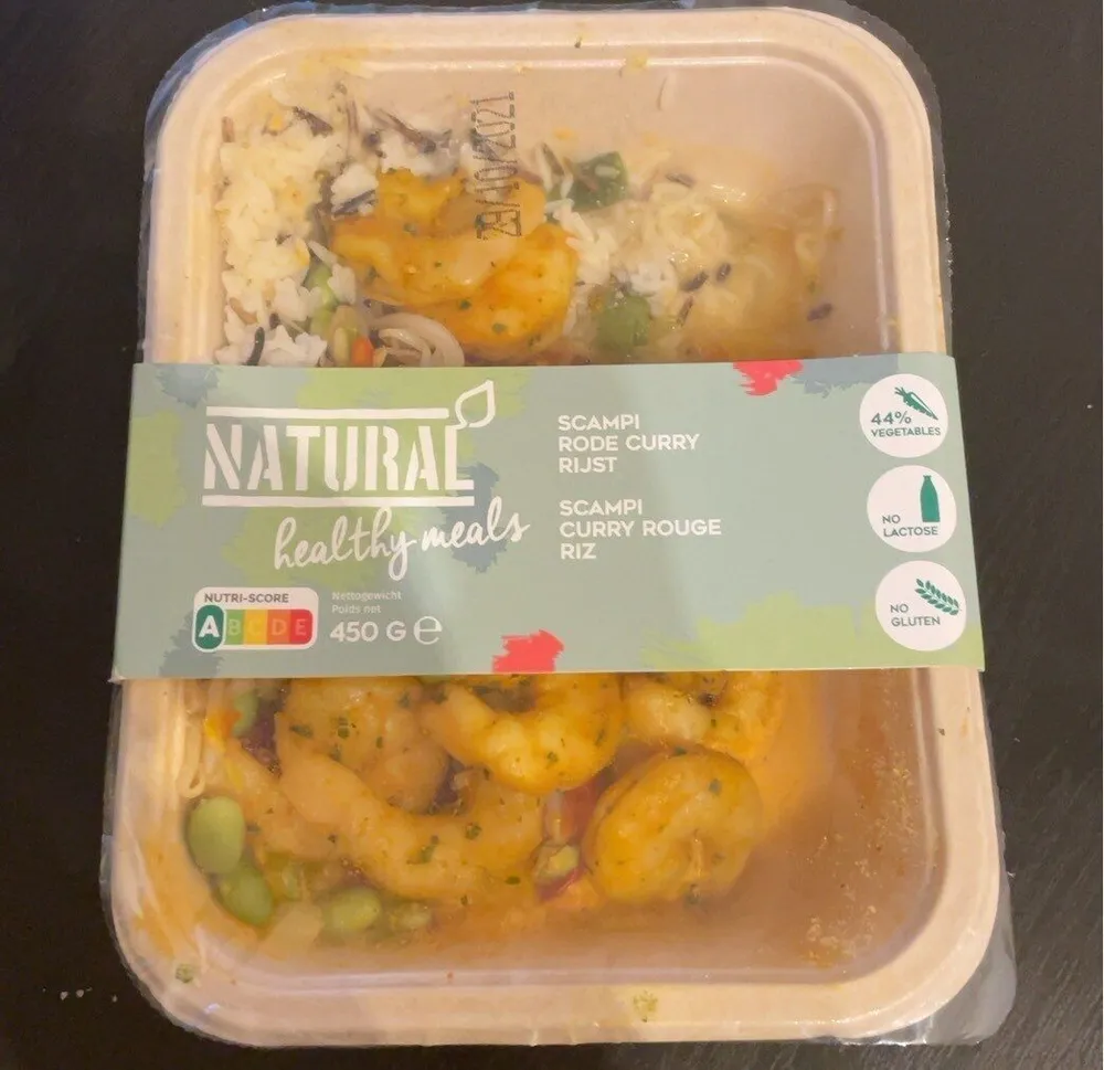 Scampi curry rouge riz