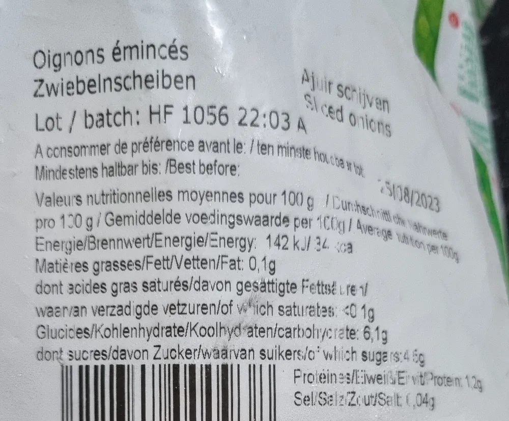 Oignons émincés Verdi