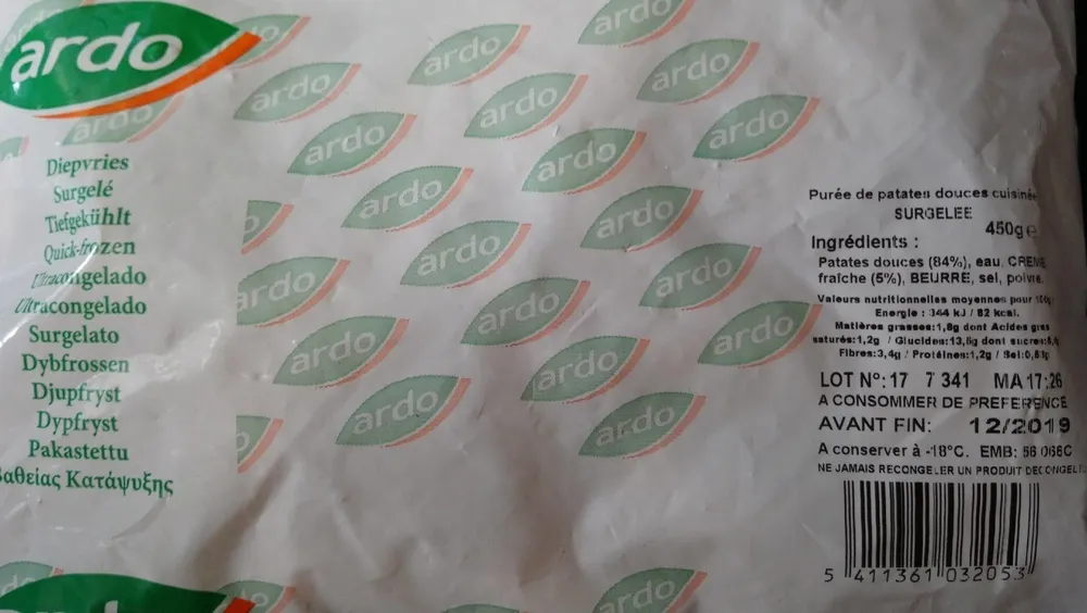 Purée de patate douce
