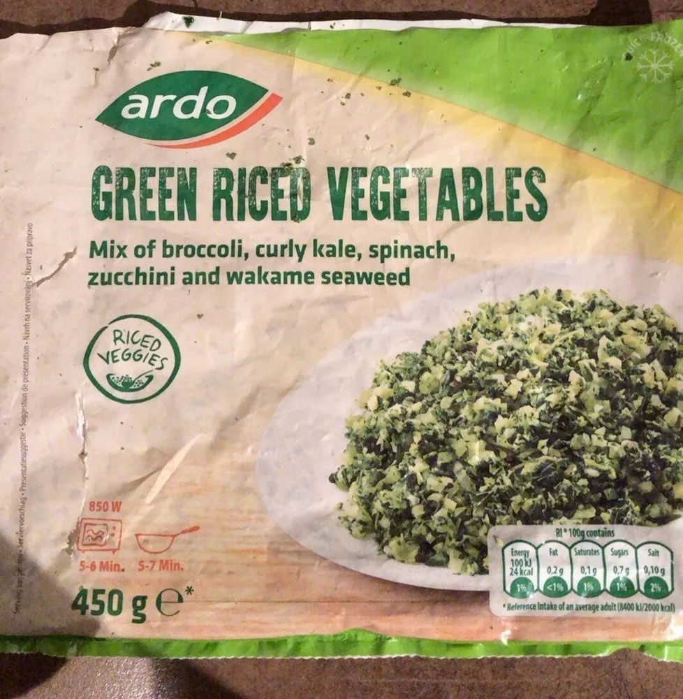 Green riced vegetables