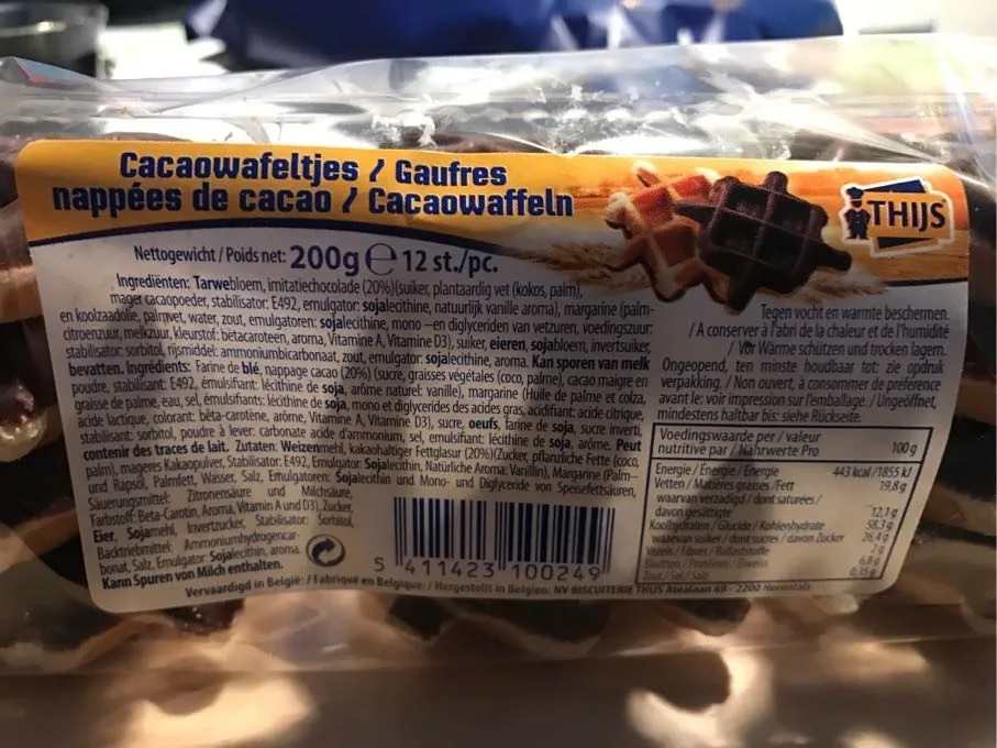 Gaufres nappées de cacao