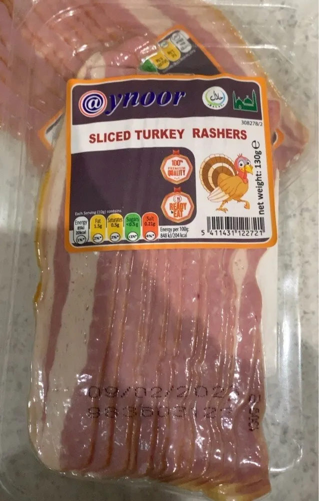 sliced turkey rashers