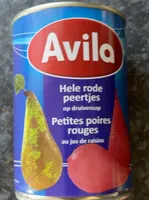 Petites poires rouges au jus de raisins