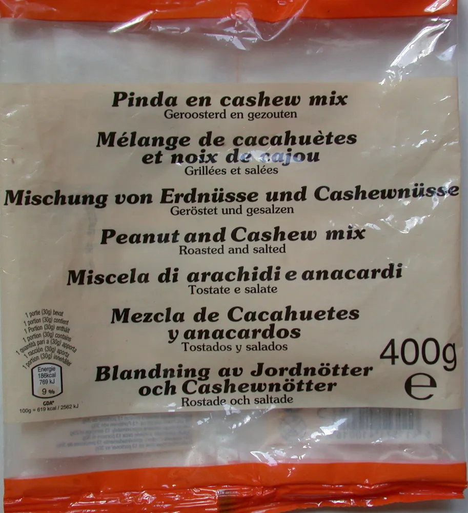 Mélange de cacahuètes et noix de cajou