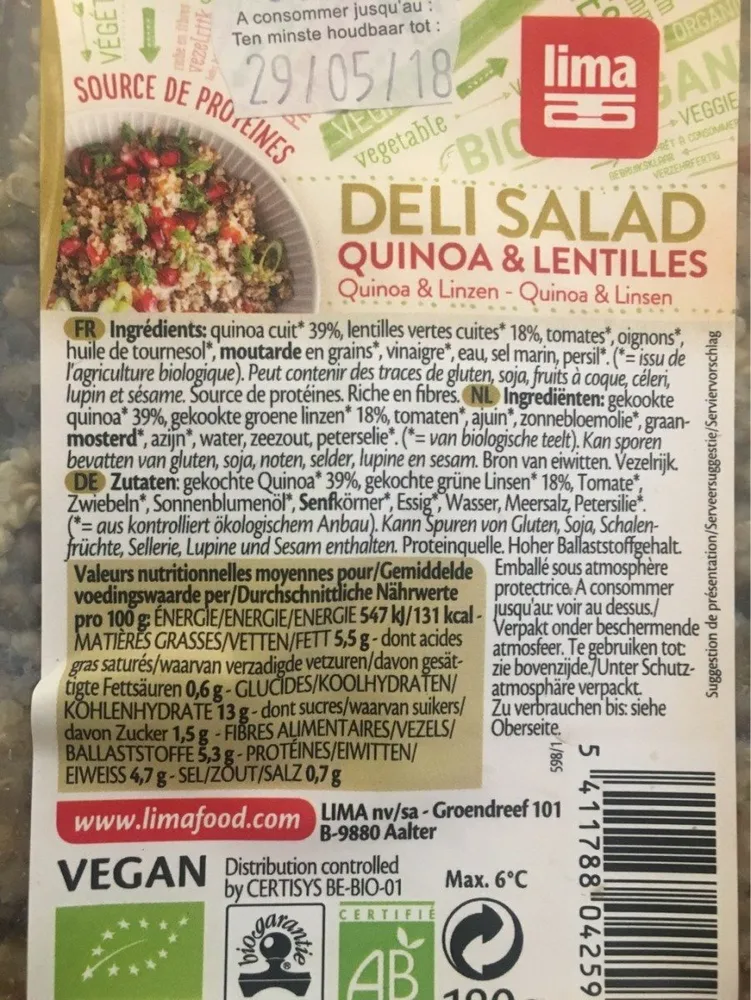 deli salad quinoa lentilles