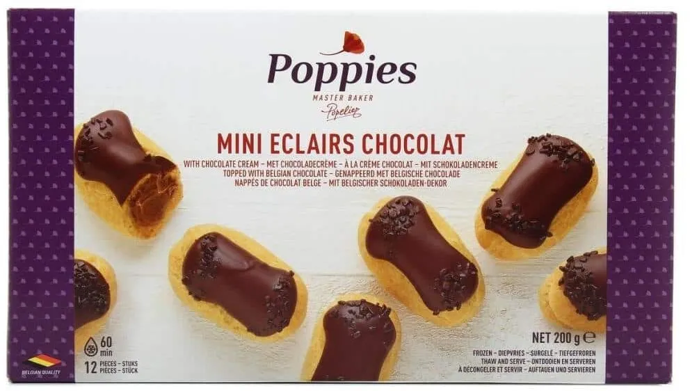 12 Mini éclairs Pâtissiers, Au Chocolat, 200 Grammes, Marque Poppies