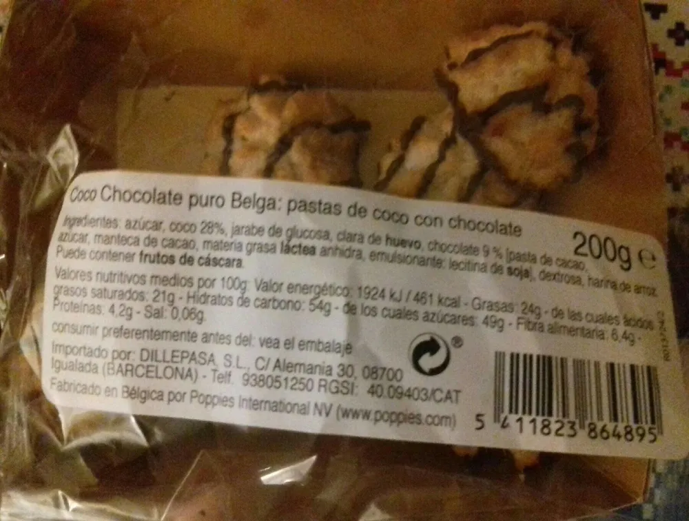 Coco Chocolate puro Belga: pastas de coco con chocolate