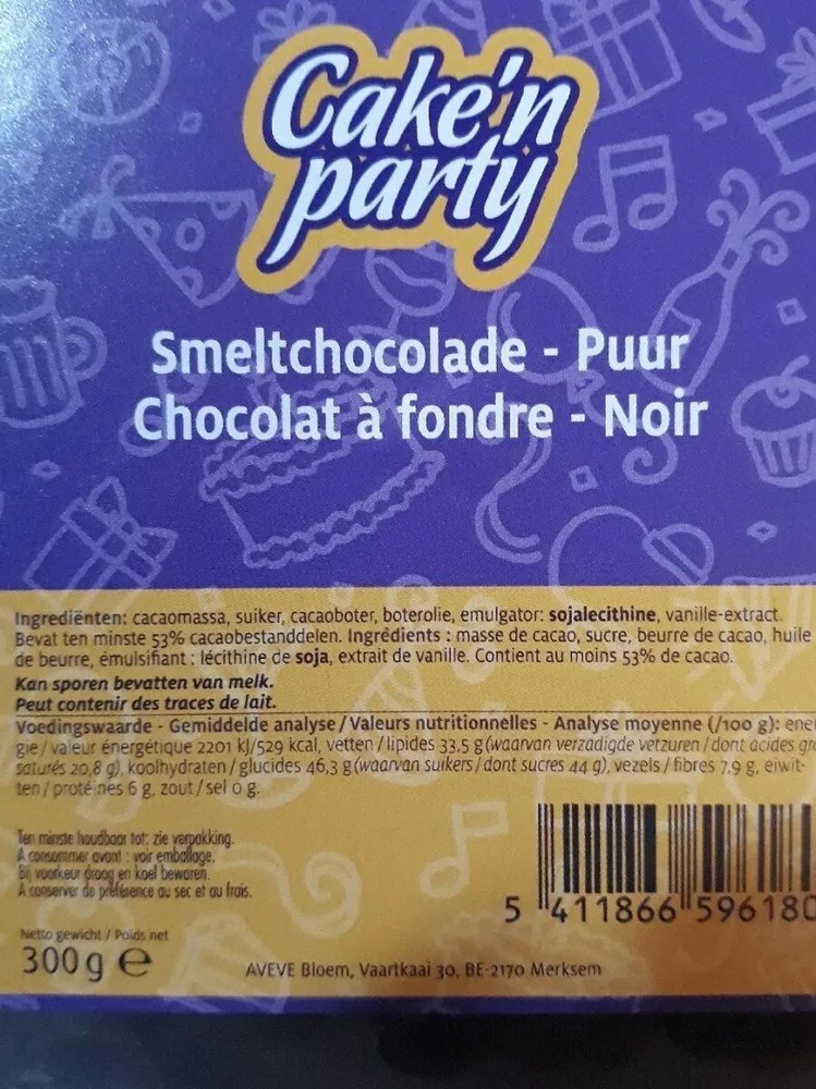 Cake'n party chocolat à fondre noir