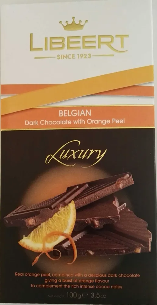 Belgian dark chocolate with orange peel