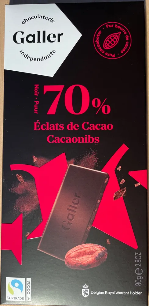 Chocolat noir 70% éclats de cacao