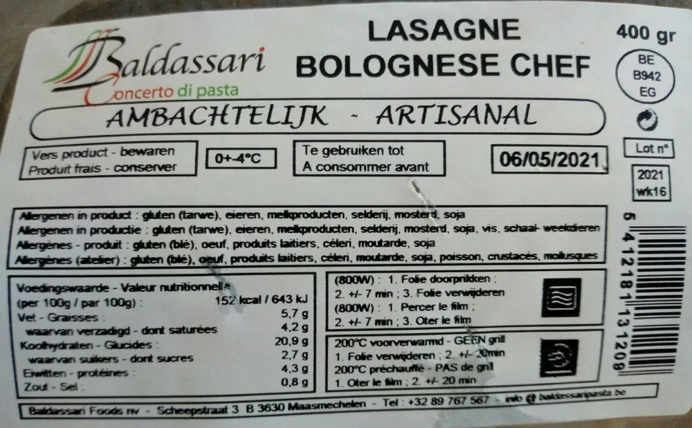Lasagne bolognese chef