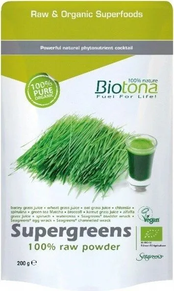 Supergreens Mélange De Poudre Détox Bio - 200 G - Biotona