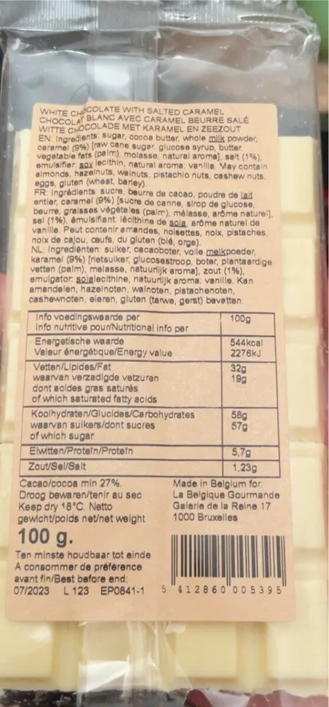 Chocolat blanc avec caramel beurre salé