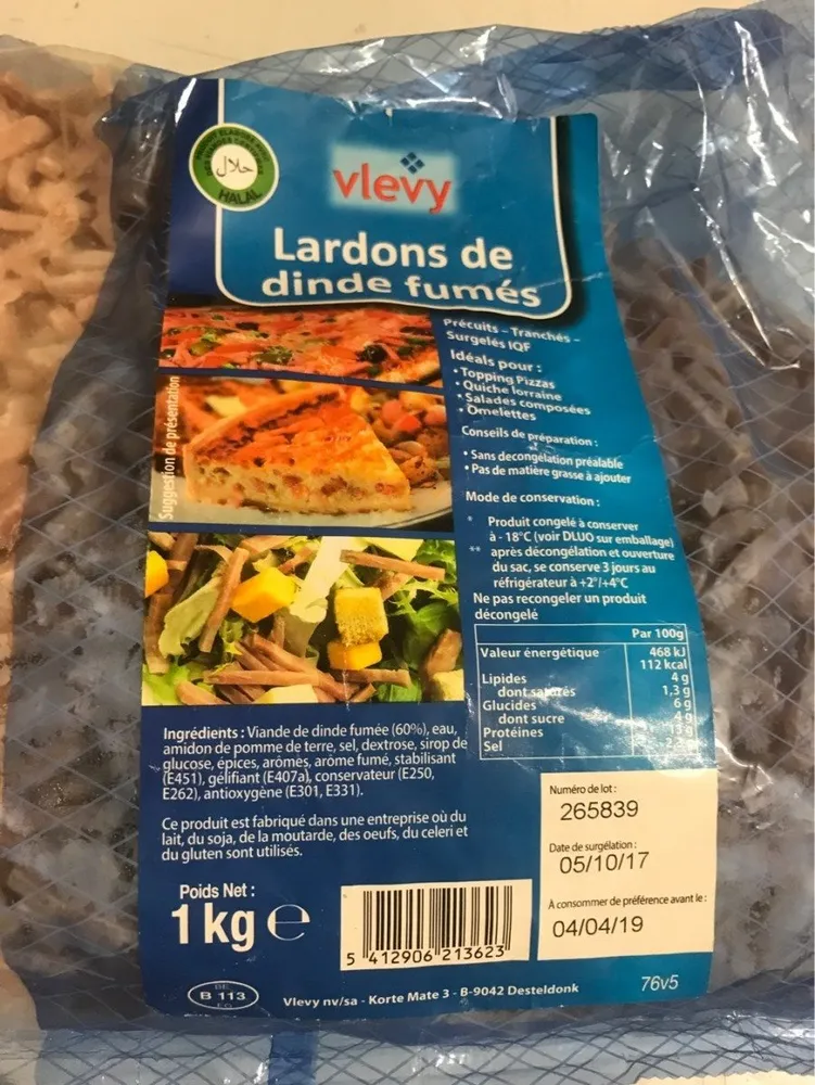 Lardon de dinde fumes halal