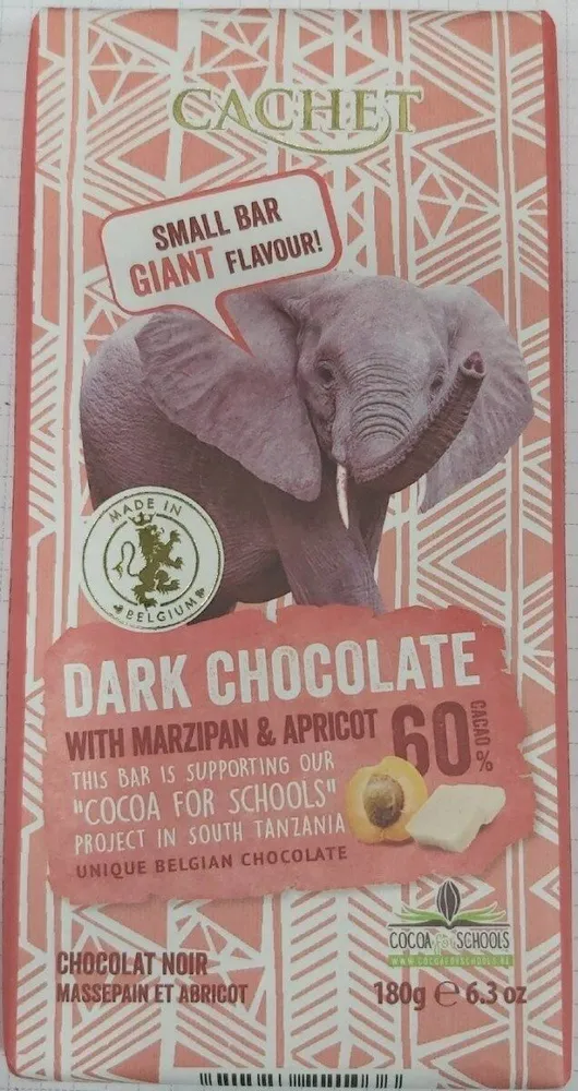Dark Chocolate with marzipan & apricot 60% cacao