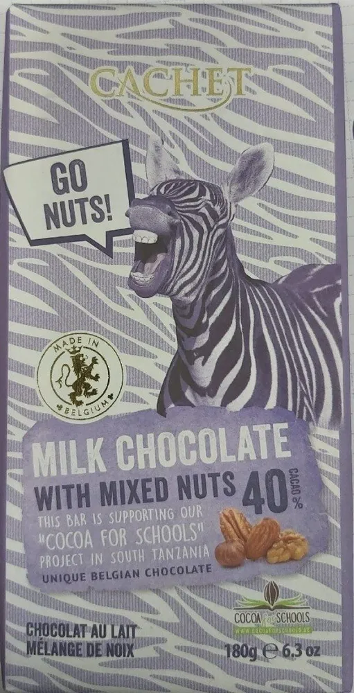 Milk Chocolate with mixed nuts 40% cacao