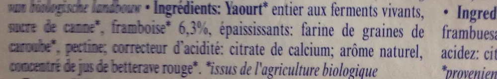 Yaourt biologique framboise