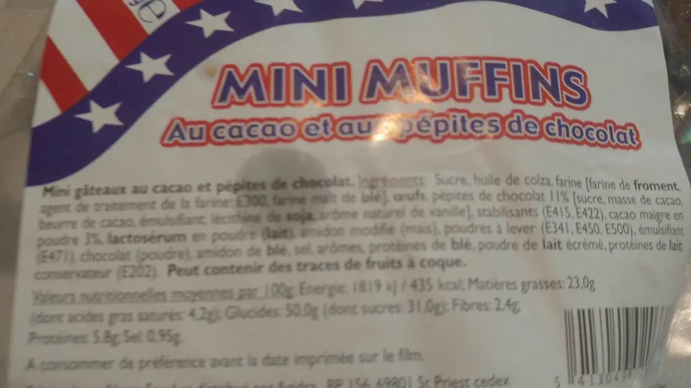 Mini muffins au cacao et aux pépites de chocolat