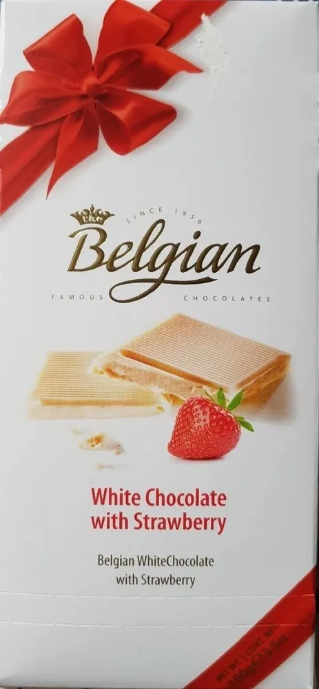 The Belgian Tabl. Blanc Eclats De Fraise 25X100G