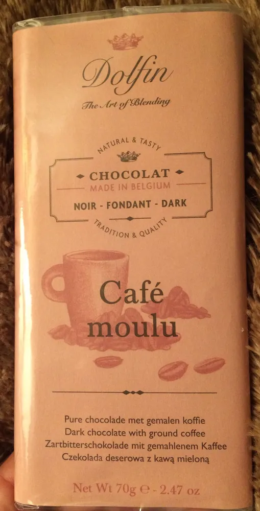 Dark chocolate with ground coffee