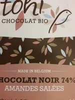 70G Chocolat Bio Noir 74% Cacao Amandes Salees