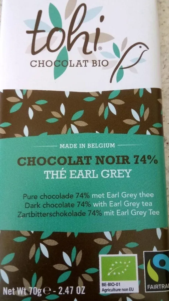 70G Chocolat Bio Noir 74% Cacao the Earl Grey