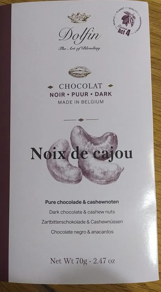 Chocolat noir - noix de cajou