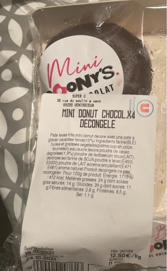 Mini donut chocolat decongelé