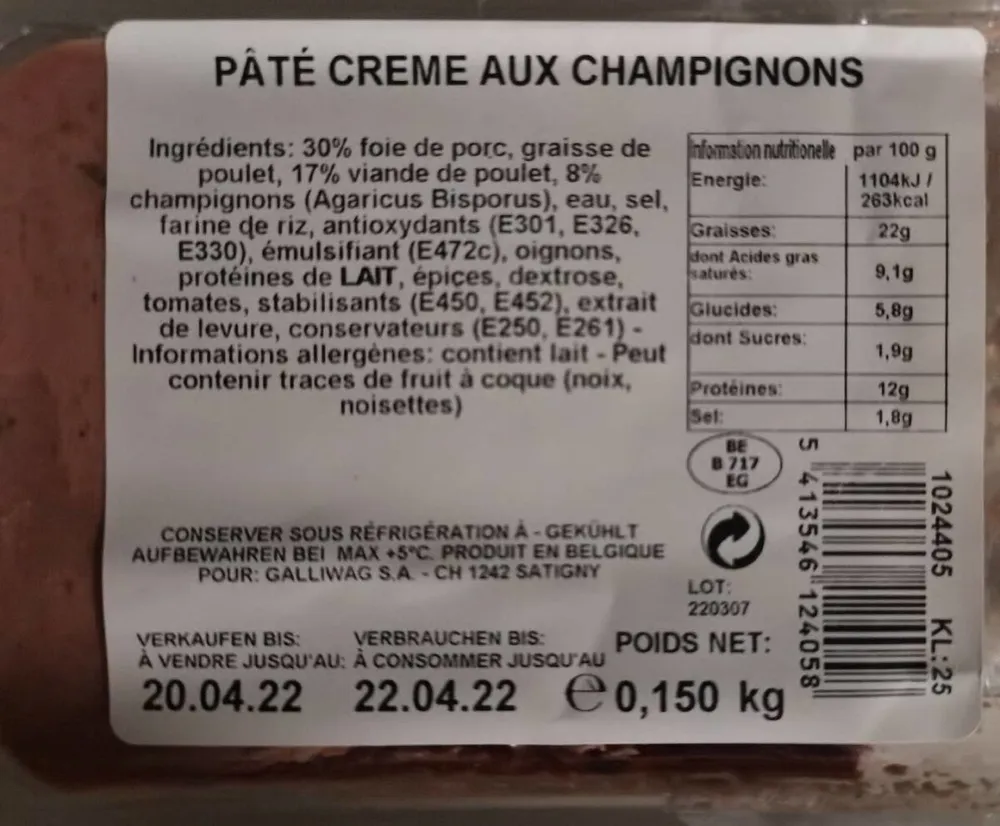 Pâte creme aux champignons