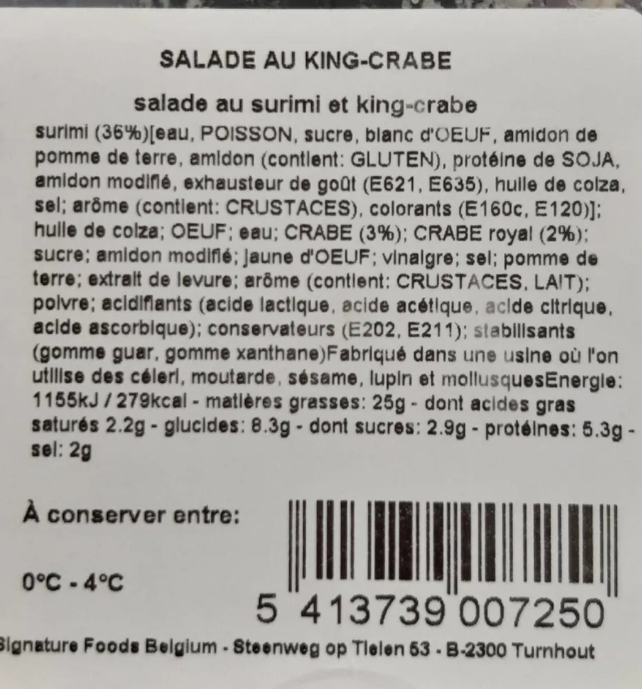 Salade au king Crabe