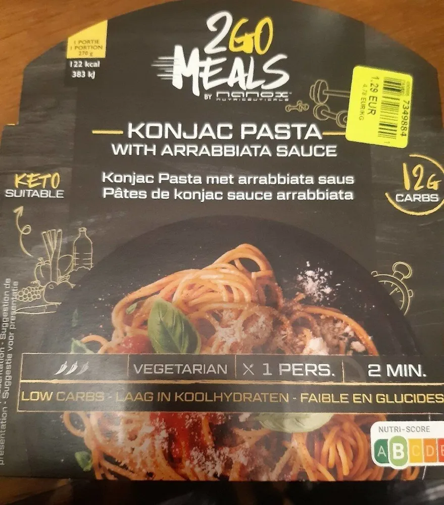 2go meals pâtes konjac arrabbiata