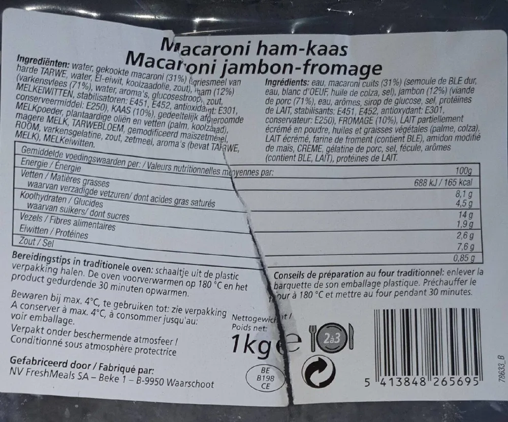 Macaroni jambon-fromage