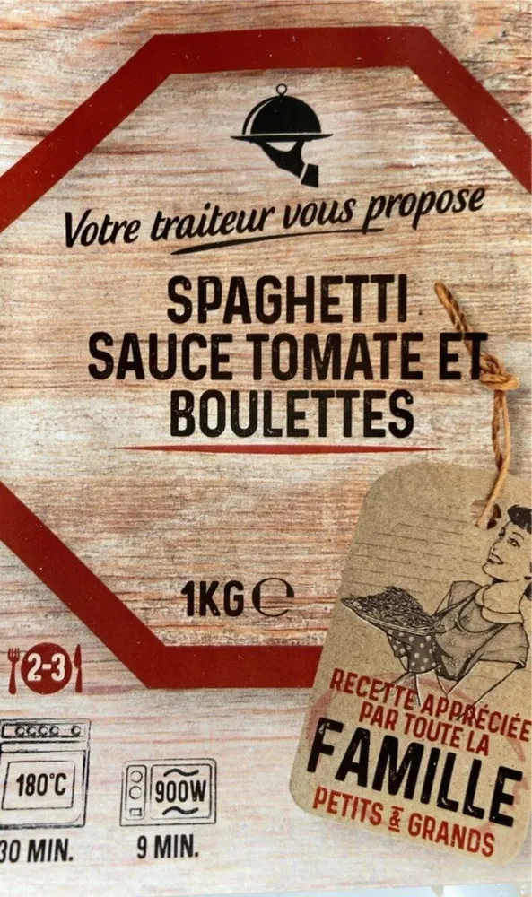 Spaghetti sauce tomate et boulettes
