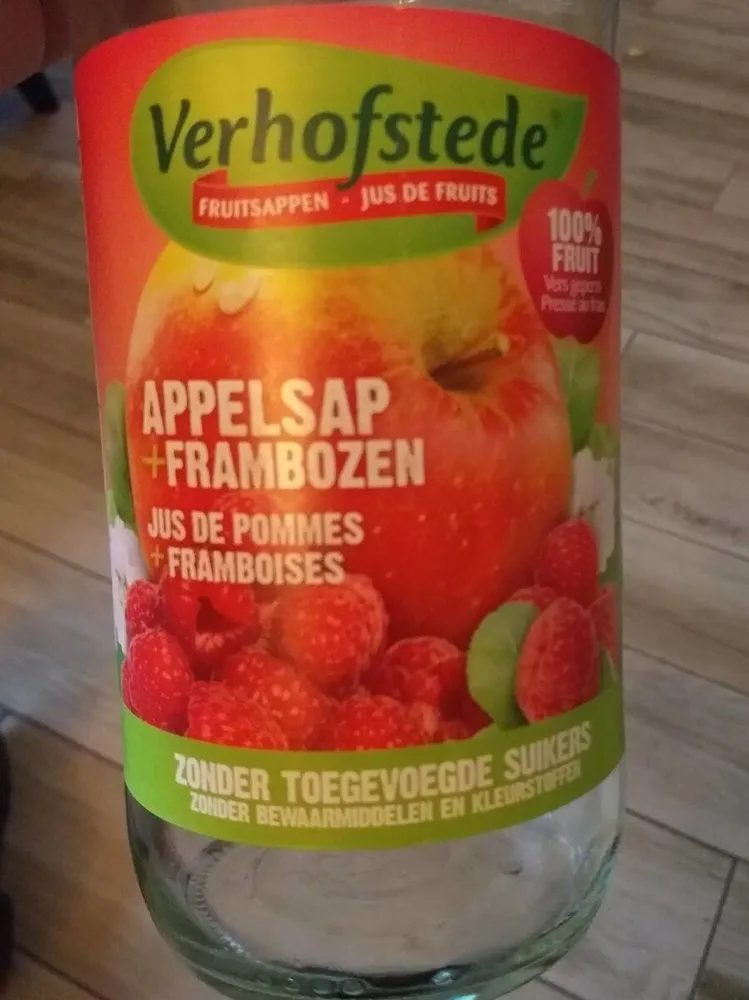 Jus de fruits pommes framboises