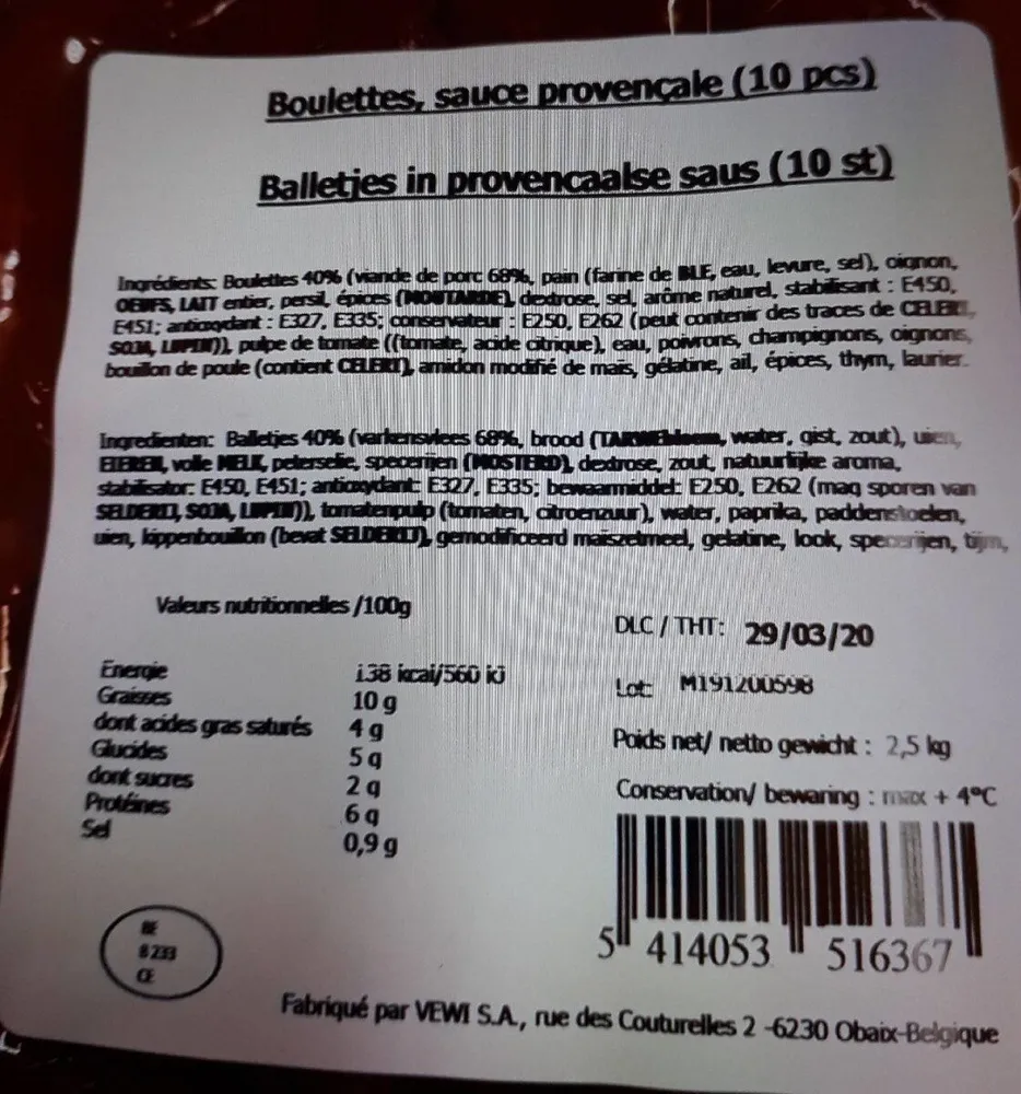 Boulettes, sauce provençale (10pcs)