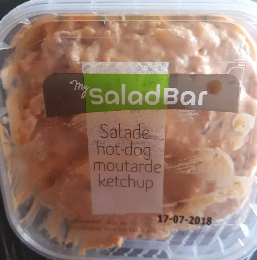 Salade hot dog moutarde ketchup