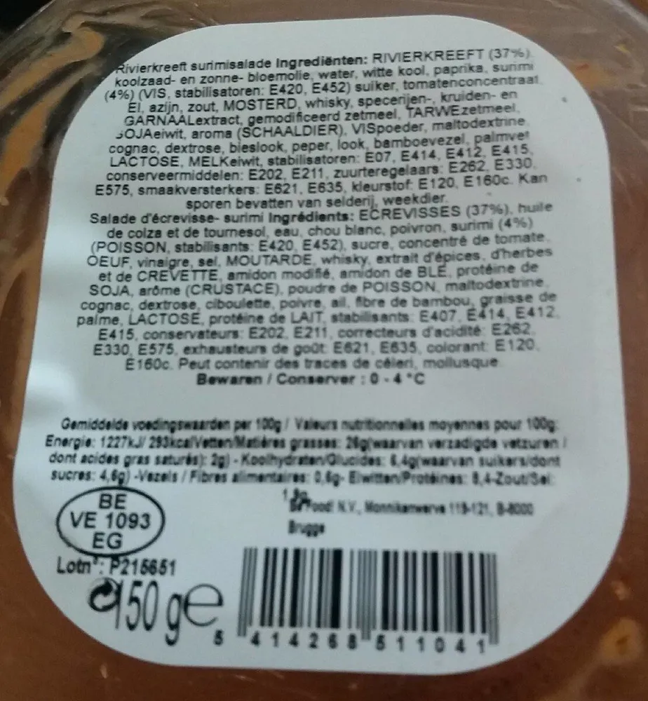 Salade écrevisses surimi