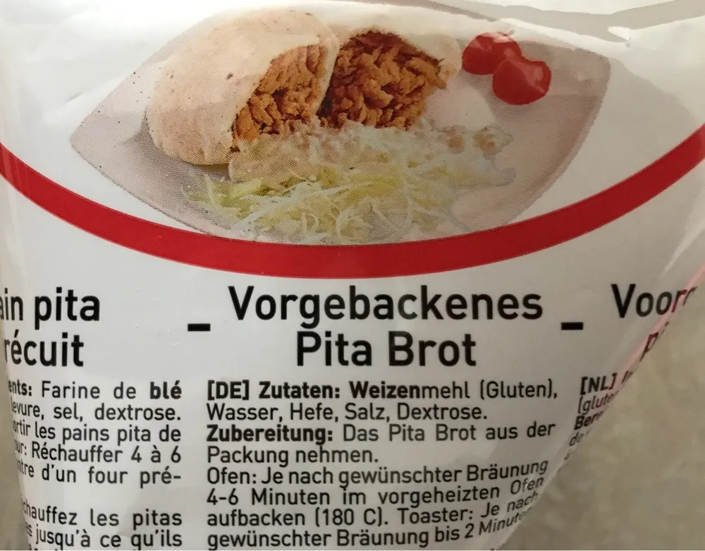 Pain pita precuit