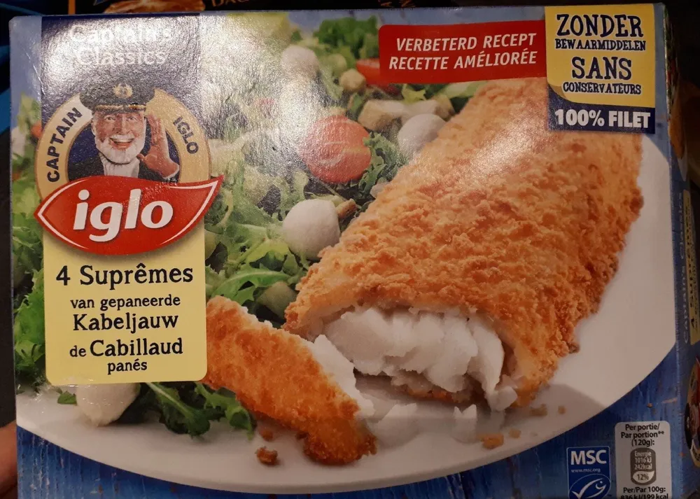 4 suprêmes de cabillaud panés