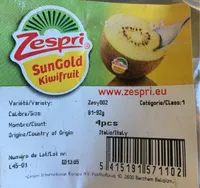 Sungold kiwifruit