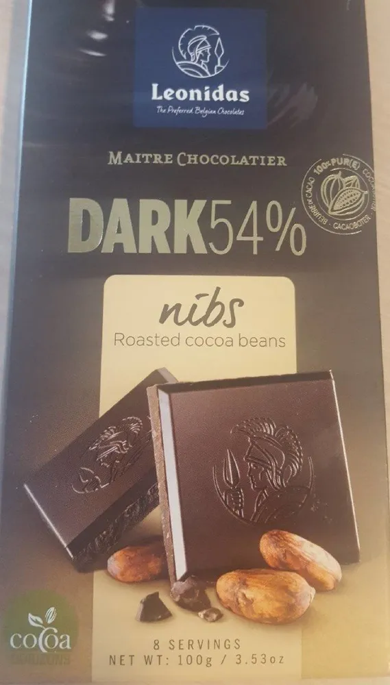 Chocolat noir 54% avec éclats de fèves