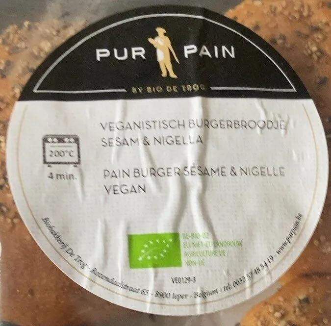 Pain burger sesame & nigelle vegan