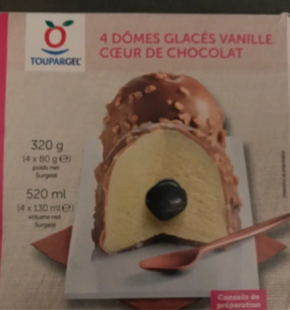 4 dômes glacés vanille coeur chocolat