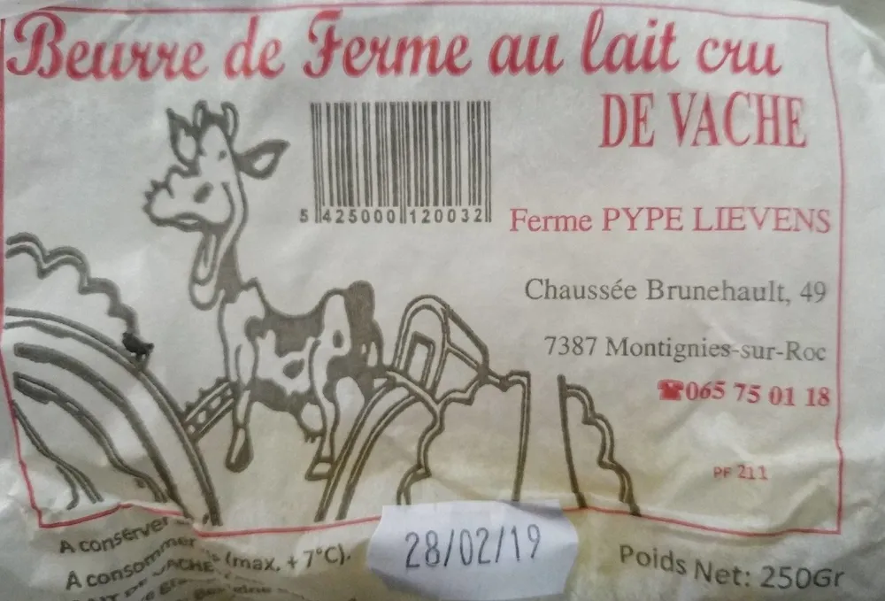 Beurre de ferme au lait cru de vache