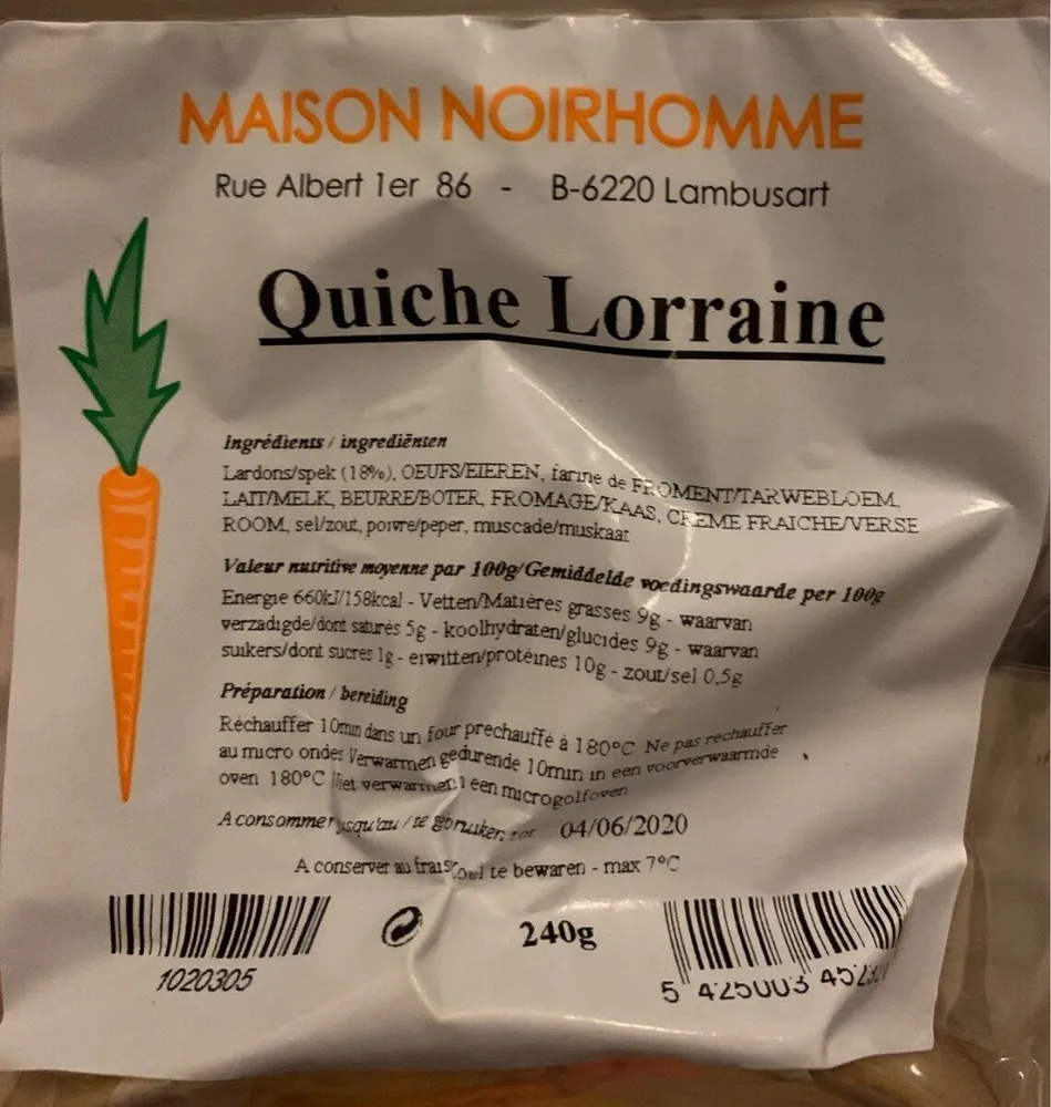Quiche Lorraine Maison Noirhomme