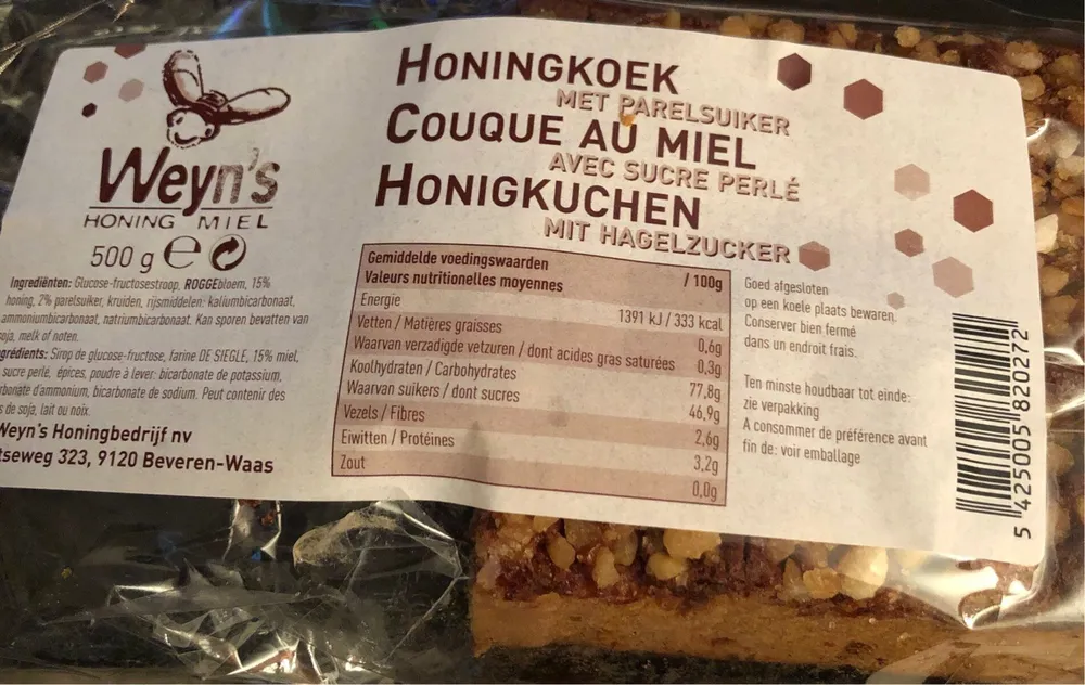 Honingkoek met parelsuiker