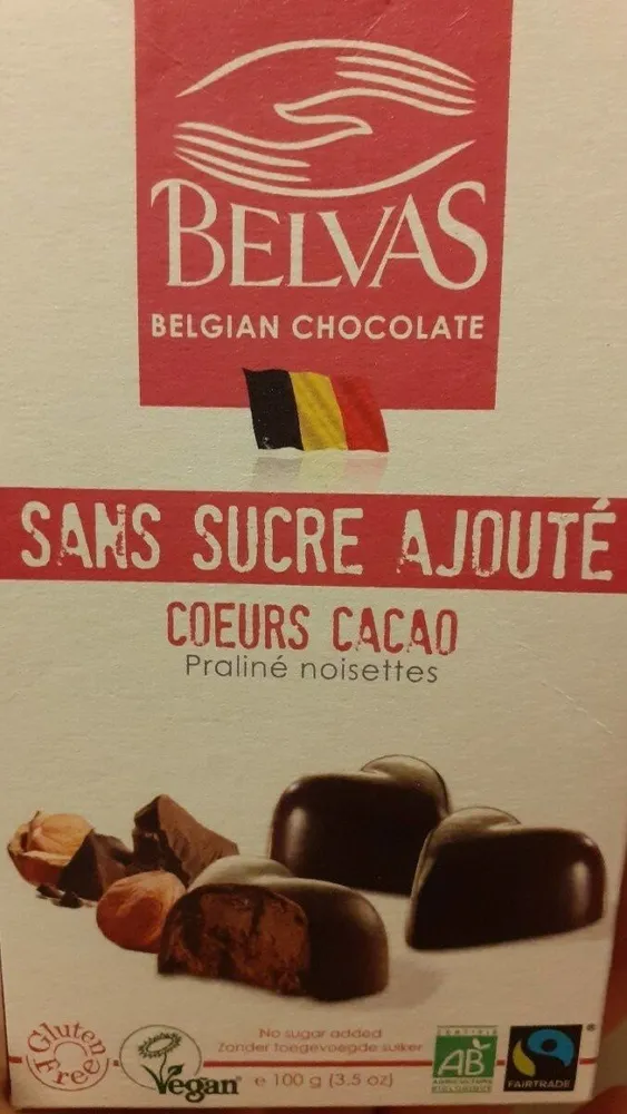 Cœurs cacao Praliné Noisettes